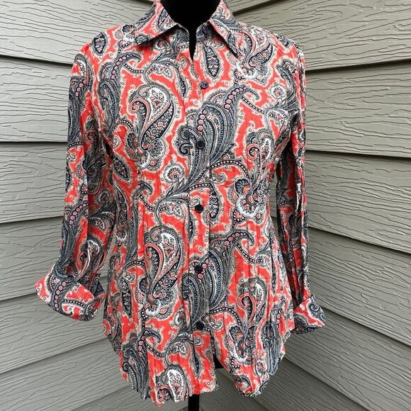 Liz & Co Paisley Button Down shirt, women’s size S - Picture 2 of 6